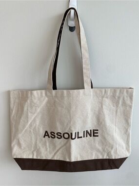 Assouline Canvas Tote in Natural and Brown Trim